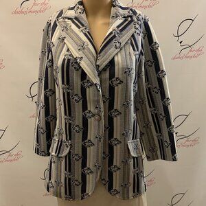 Portofino. Sz 9/10. Vintage Stretch Button Up Unlined Blazer. Faux Pockets. B71